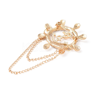 Naval Style Helm & Anchor Rhinestone Brooch for Men Women JEWB-WH0030-01G-1