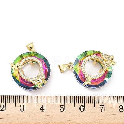 Brass Micro Pave Clear Cubic Zirconia Pendants KK-B141-31G-1
