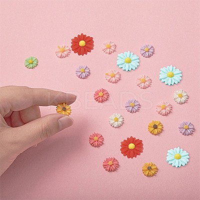 Flatback Hair & Costume Accessories Ornaments Resin Flower Daisy Cabochons CRES-SC0001-08-1