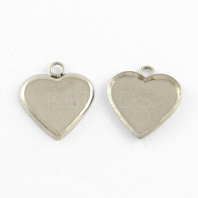 Tarnish Resistant Heart Stainless Steel Cabochon Settings Pendants STAS-Q168-11-1