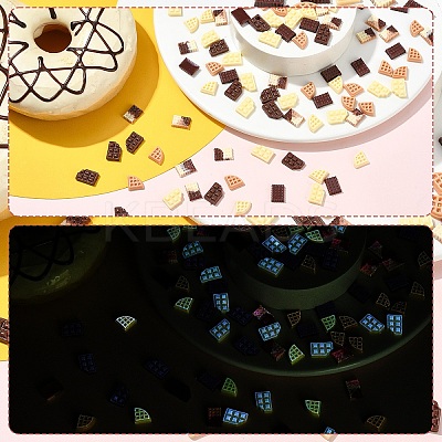 120Pcs 6 Styles Luminous Resin Imitation Chocolate Decoden Cabochons RESI-YW0004-72-1