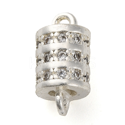 Brass Micro Pave Clear Cubic Zirconia Hollow Column Connector Charms KK-A230-05D-S-1