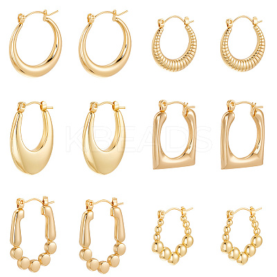 6 Pairs 6 Style304 Stainless Steel Hoop Earrings for Women EJEW-BBC0001-95-1