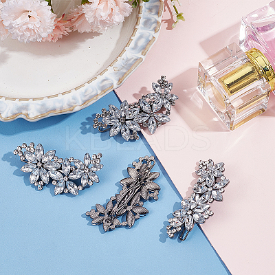 4Pcs Flower Alloy Rhinestone Hair Barrettes for Women Girls MRMJ-GF0001-56-1