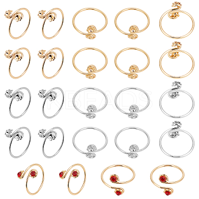 40Pcs 2 Colors Brass Finger Ring Rhinestone Settings KK-AR0002-12-1
