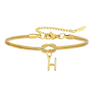 304 Stainless Steel Initial Charm Bracelets FS-WGD8E41-22-1