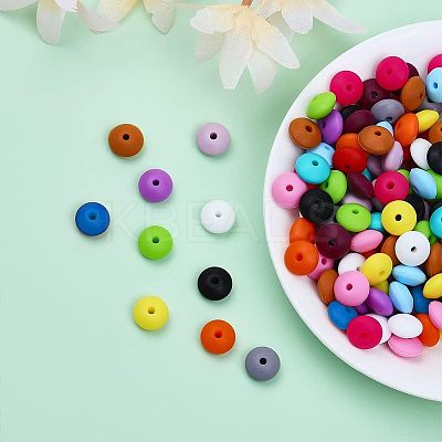 150Pcs 15 Style Food Grade Eco-Friendly Silicone Abacus Beads SIL-CA0001-24-1