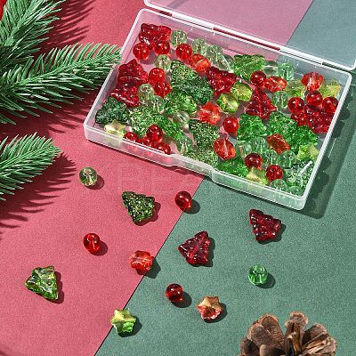 80Pcs 7 Styles Transparent Glass Beads Strands EGLA-FS0001-45-1