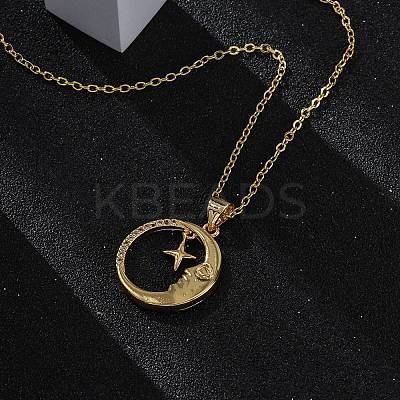 Brass Micro Pave Clear Cubic Zirconia Pendant Necklaces LS-NJEW-S438-05B-G-1