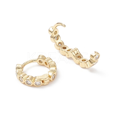 Cubic Zirconia Flat Round Hoop Earrings EJEW-B014-12G-1