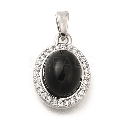 Brass Micro Pave Cubic Zirconia and Glass Pendants KK-K388-32P-1