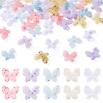50Pcs 5 Colors Marbled Stone Style Opaque Acrylic Beads OACR-TA0003-64-1