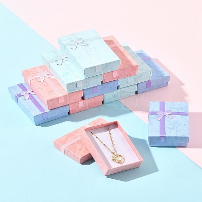 12Pcs 3 Colors Cardboard Paper Necklace Boxes CON-FS0001-18-1