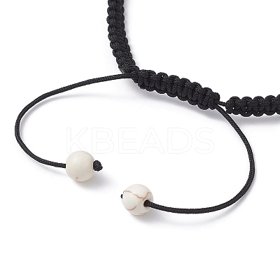 2Pcs 2 Color Synthetic Turquoise Dolphin & Natural Dalmation Jasper Braided Bead Bracelets Set BJEW-JB09839-1