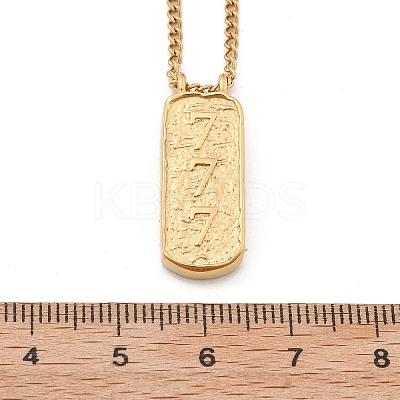 304 Stainless Steel Rectangle Number Pendant Necklaces NJEW-D300-01G-07-1