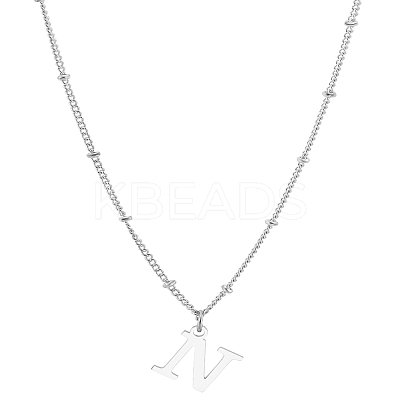 1Pc Brass Chain & 304 Stainless Steel Letter Pendant Necklaces NJEW-LP0001-35N-P-1