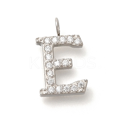304 Stainless Steel Micro Pave Cubic Zirconia Pendants STAS-H228-06P-E-1