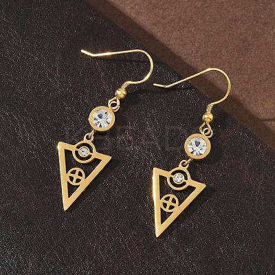 304 Stainless Steel Triangle Dangle Earrings EJEW-Z129-20G-1