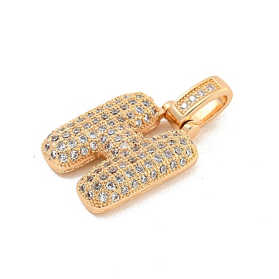Brass Micro Pave Clear Cubic Zirconia Pendants KK-B099-01G-H-1