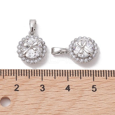 Brass Micro Pave Clear Cubic Zirconia Charms KK-K360-15P-1