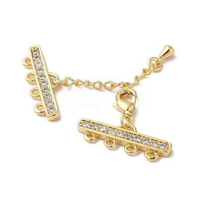 Brass Micro Pave Cubic Zirconia Chain Extender KK-L216-004A-G-1