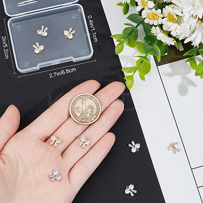 12Pcs 2 Colors Brass with Clear Cubic Zirconia Charms ZIRC-BBC0002-64-1