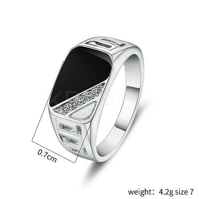 Alloy Micro Pave Cubic Zirconia Finger Rings for Men FS-WGE231C-04-1