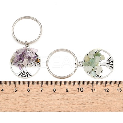 4 Sets Natural Stone Keychains KEYC-FH0001-20-1-1