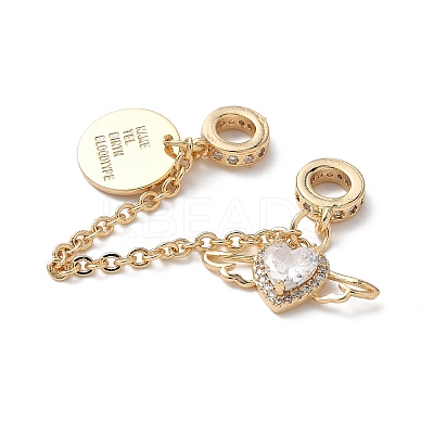 Brass Micro Pave Clear Cubic Zirconia Cable Chain European Beads KK-G531-07B-G-1