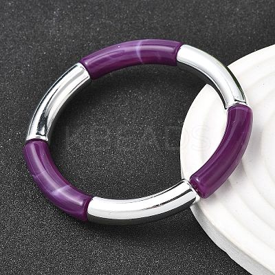 Plating Resin Beads Stretch Bracelets for Women BJEW-P374-01P-1