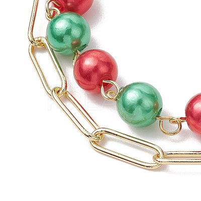 Chrismas Theme Double Layer Multi-strand Bracelets BJEW-JB101004-1