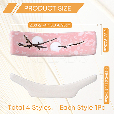 4Pcs 4 Colors Flower Pattern Japanese Style Porcelain Chopsticks Rests DJEW-CP0001-33-1