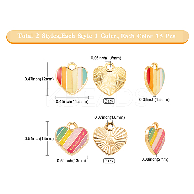 30Pcs 2 Styles Light Gold Alloy Enamel Charms ENAM-CJ0002-05-1