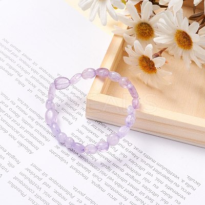 Natural Lavender Amethyst Chip Beads Stretch Bracelet BJEW-JB07115-1