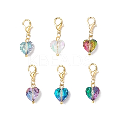 Heart Glass Pendant Decorations HJEW-JM03771-02-1