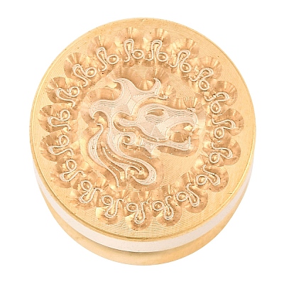Golden Tone Round Wax Seal Brass Stamp Heads AJEW-S087-02G-07-1