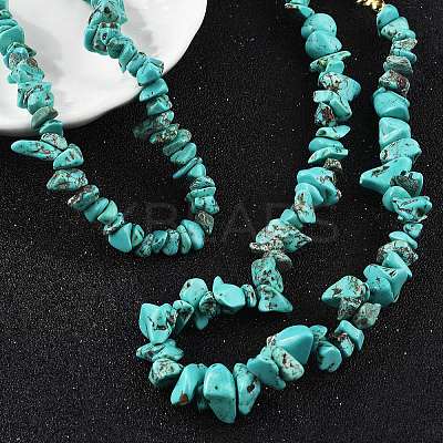 Synthetic Turquoise Chips Beaded Necklace NJEW-FZ00004-02-1