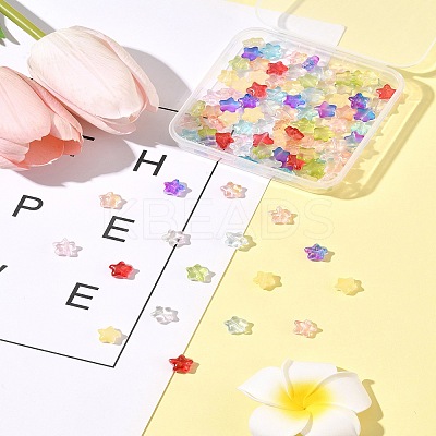 120Pcs 9 Colors Transparent Spray Painted Glass Beads GLAA-FS0002-13-1