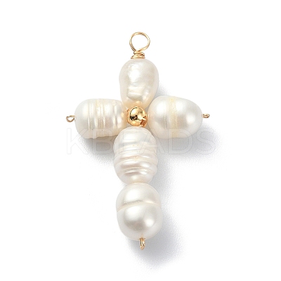 Natural Cultured Freshwater Pearl Rice Pendants PALLOY-JF02075-1