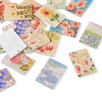 22Pcs 11 Style Embossed Printed Acrylic Pendants MACR-CW0001-11-1