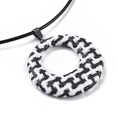 Raffia Woven Pendants Necklaces NJEW-JN02357-1