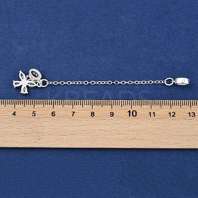 Brass Pave Clear Cubic Zirconia European Safety Chains with Charms KK-L236-15A-S-1
