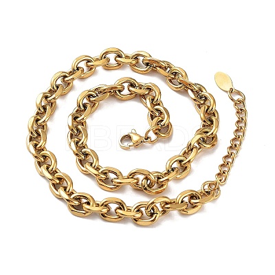 Ion Plating(IP) 304 Stainless Steel Rolo Chain Necklace X-NJEW-D045-01G-1