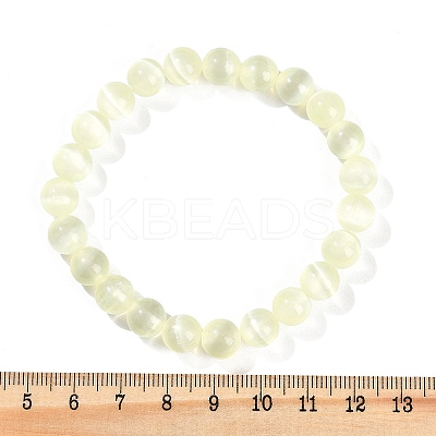 Dyed Natural Selenite Round Beaded Stretch Bracelets for Women G-U005-02K-1