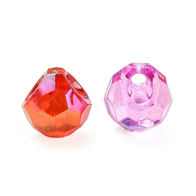 UV Plating Rainbow Iridescent Acrylic European Beads OACR-F006-05-1