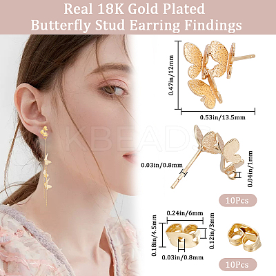 10Pcs Brass Stud Earring Findings KK-BBC0010-83-1