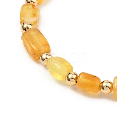 Natural Amber Cuboid Beads Stretch Bracelets for Women Men BJEW-JB13639-01-1