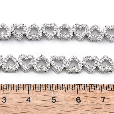 Brass Micro Pave Clear Cubic Zirconia Multi Heart Connector Charms KK-B125-05P-1