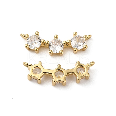 Rack Plating Brass Pave Clear Cubic Zirconia Connector Charms KK-O142-31G-1
