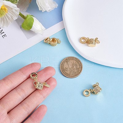 5Pcs Rack Plating Brass Micro Pave Clear Cubic Zirconia European Dangle Charms KK-SZ0002-37-1